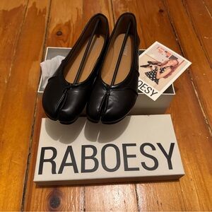 RABOESY Women's Black Leather Loafers